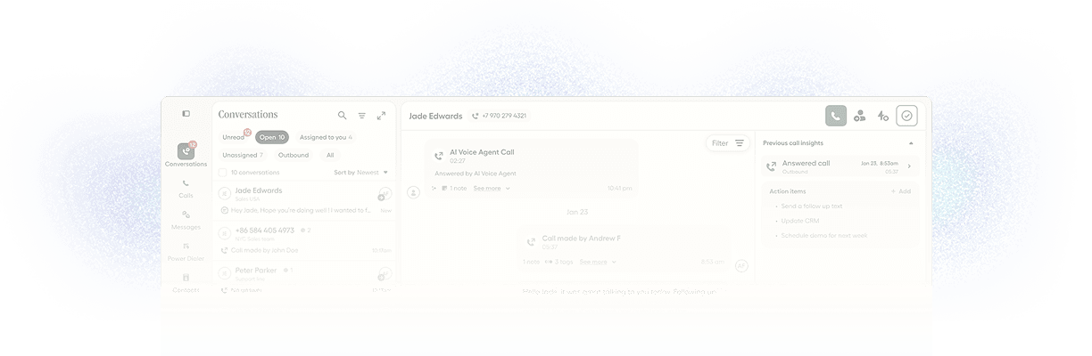 Aircall Workspace product interface