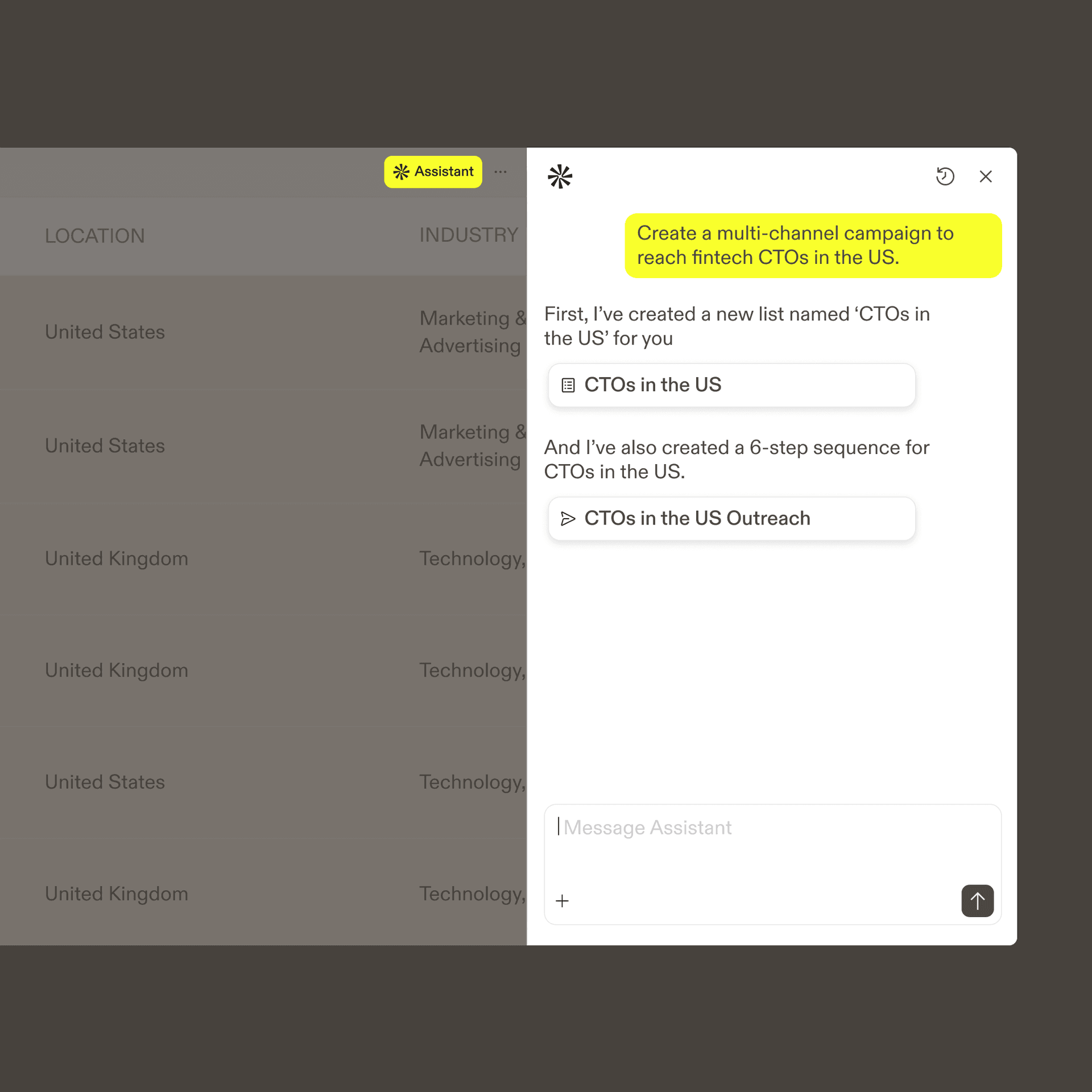 Outbound prospecting product view from Apollo homepage.