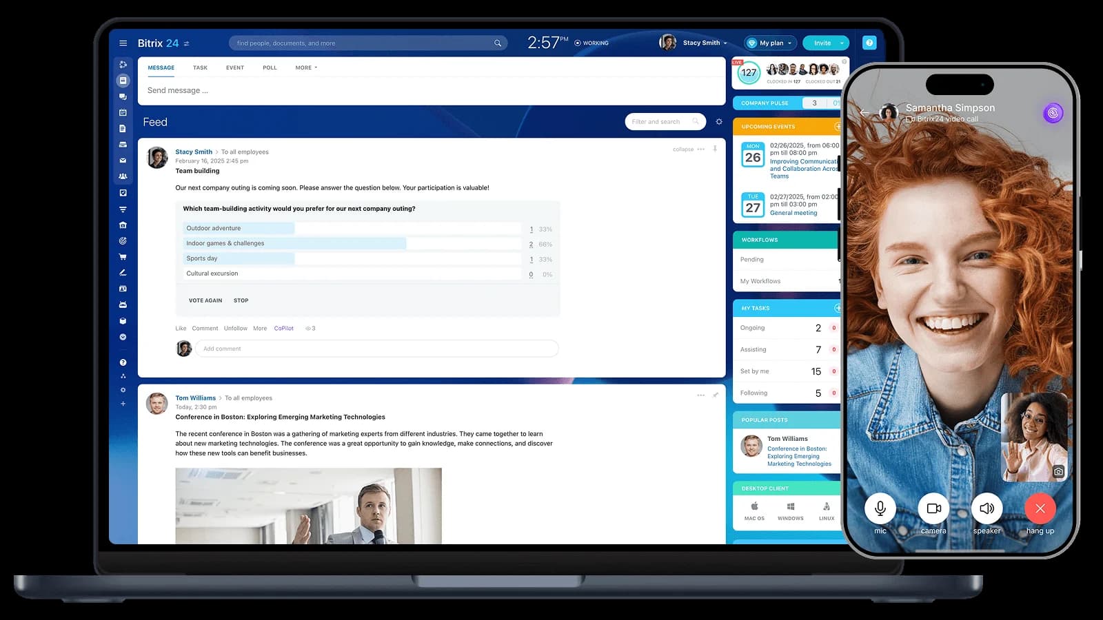 Bitrix24 workspace UI from official Bitrix24 homepage.