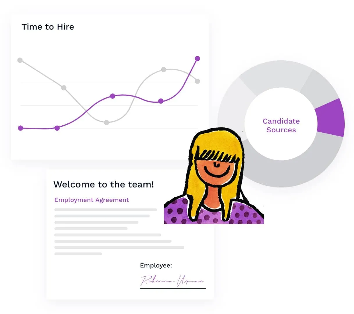 Hire-stage product UI from the official Breezy HR homepage.