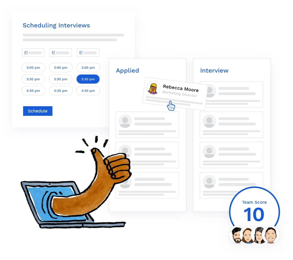 Qualify-stage product UI from the official Breezy HR homepage.