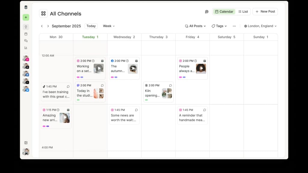 Publish calendar view from buffer.com/publish.
