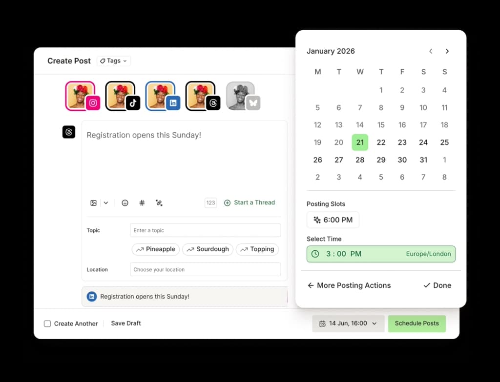Buffer publish composer UI