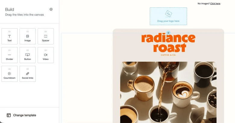 Template builder UI from official Campaign Monitor features page.