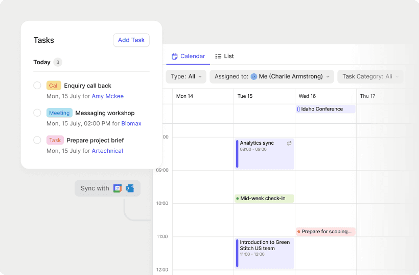 Task organization UI from Capsule homepage.