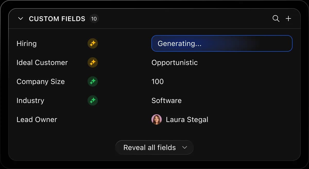 Custom fields on the Close lead view.