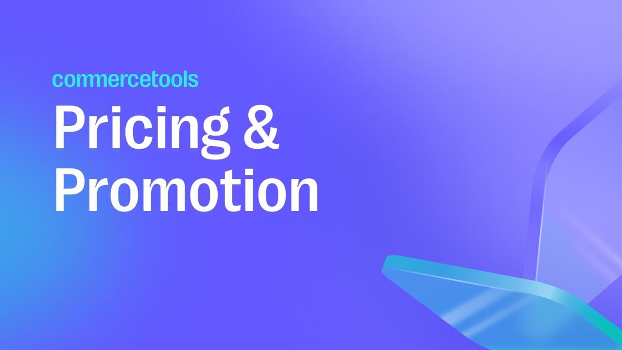Official commercetools YouTube frame — pricing and promotions in Merchant Center workflows.