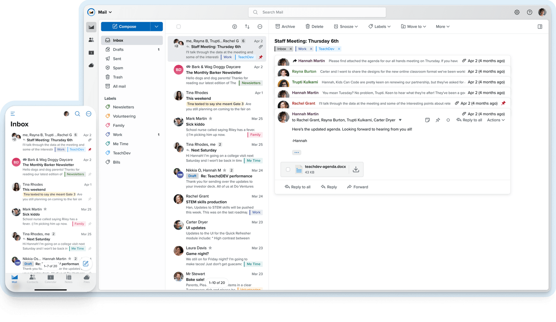 Mail client UI from the official Fastmail homepage.