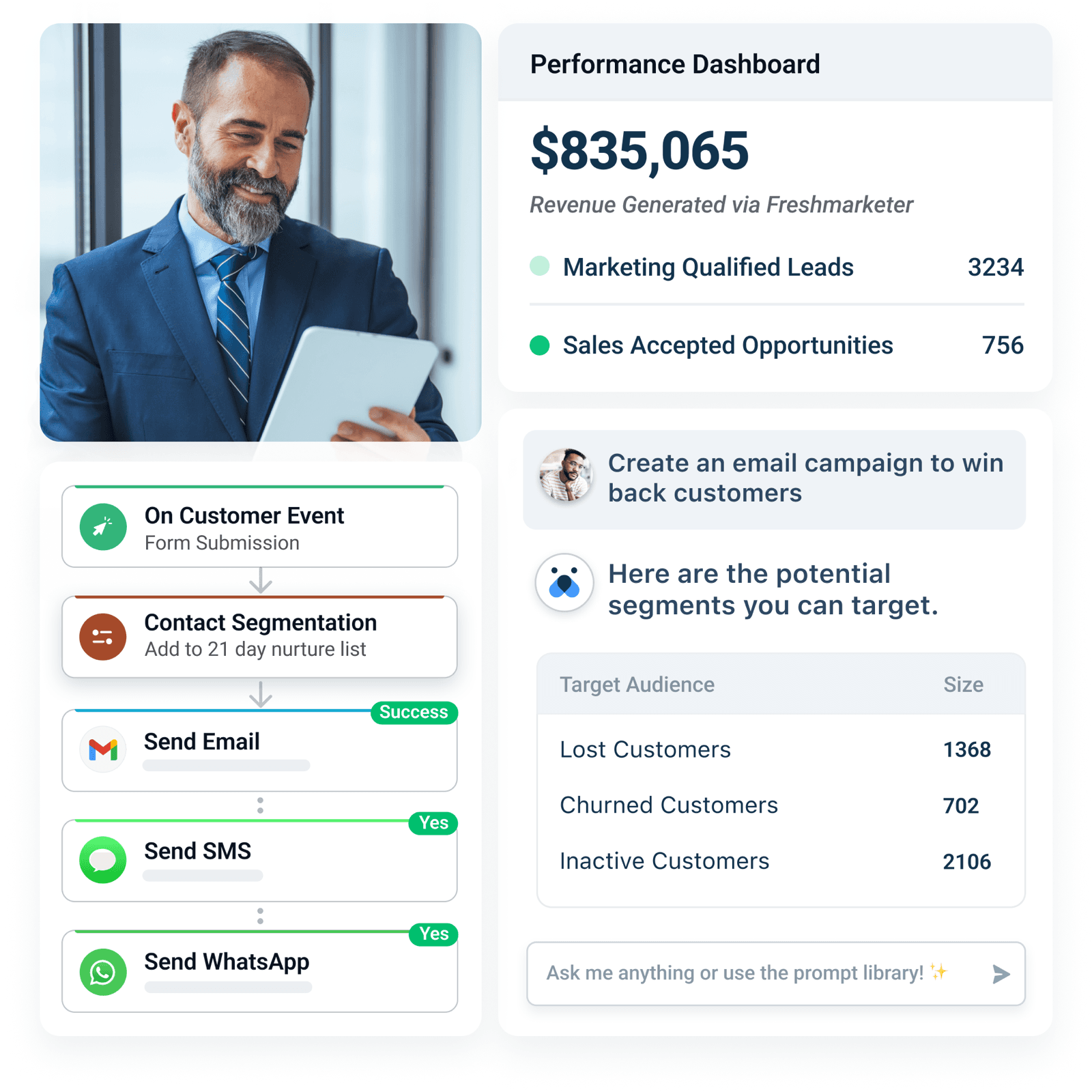 Freshmarketer performance and journey overview