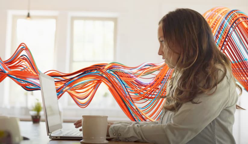 Genesys Cloud hero video thumbnail showing threads UI.