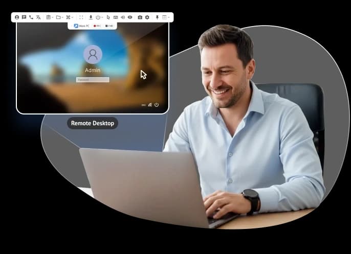Remote desktop overview from the official Getscreen.me homepage.