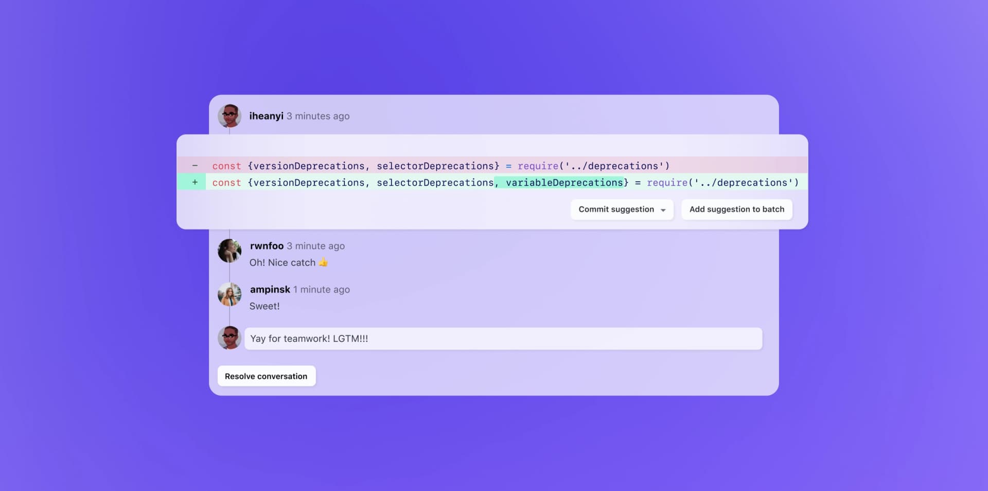 Official GitHub collaboration marketing UI from github.com/features — not a SoftwareGlimpse lab screenshot.