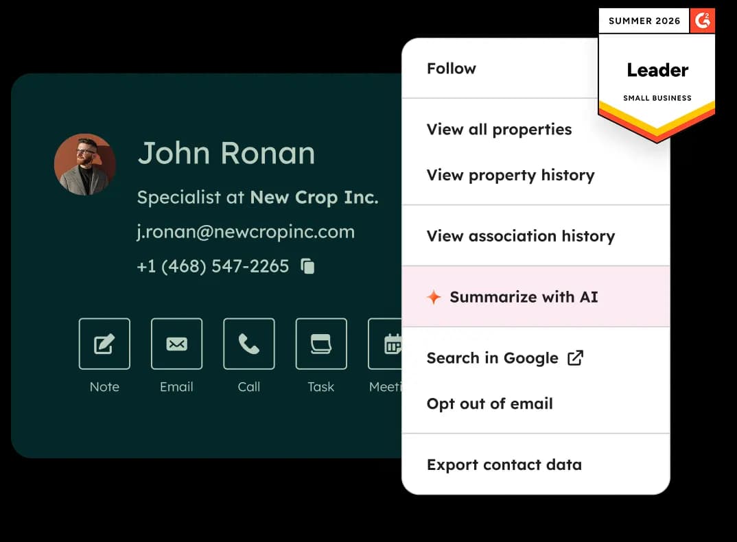 HubSpot Free CRM product visualization