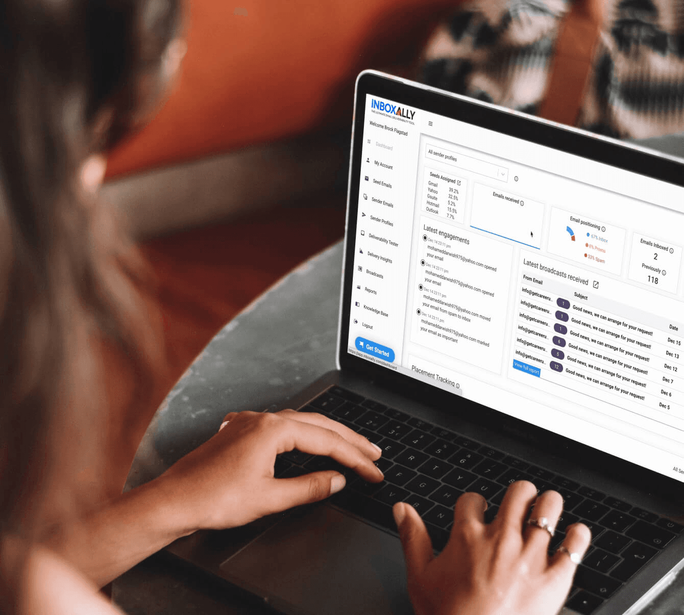 Features hero showing product dashboard from official InboxAlly site.