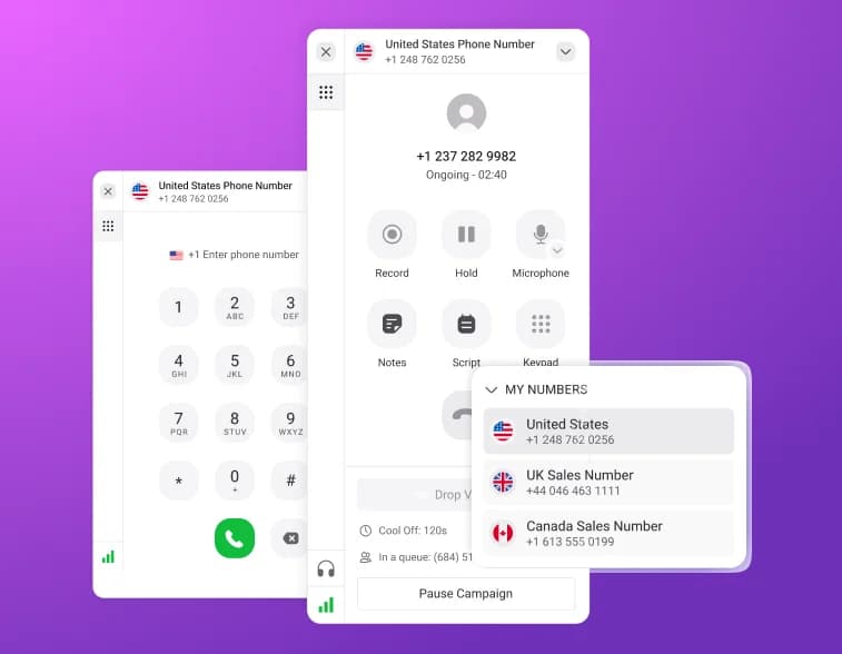 Power Dialer product frame from the official KrispCall site.