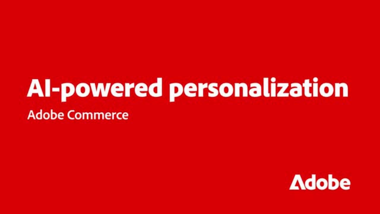 Marketing frame from the official Adobe for Business Adobe Commerce GenAI merchandising video (YouTube maxres thumbnail).