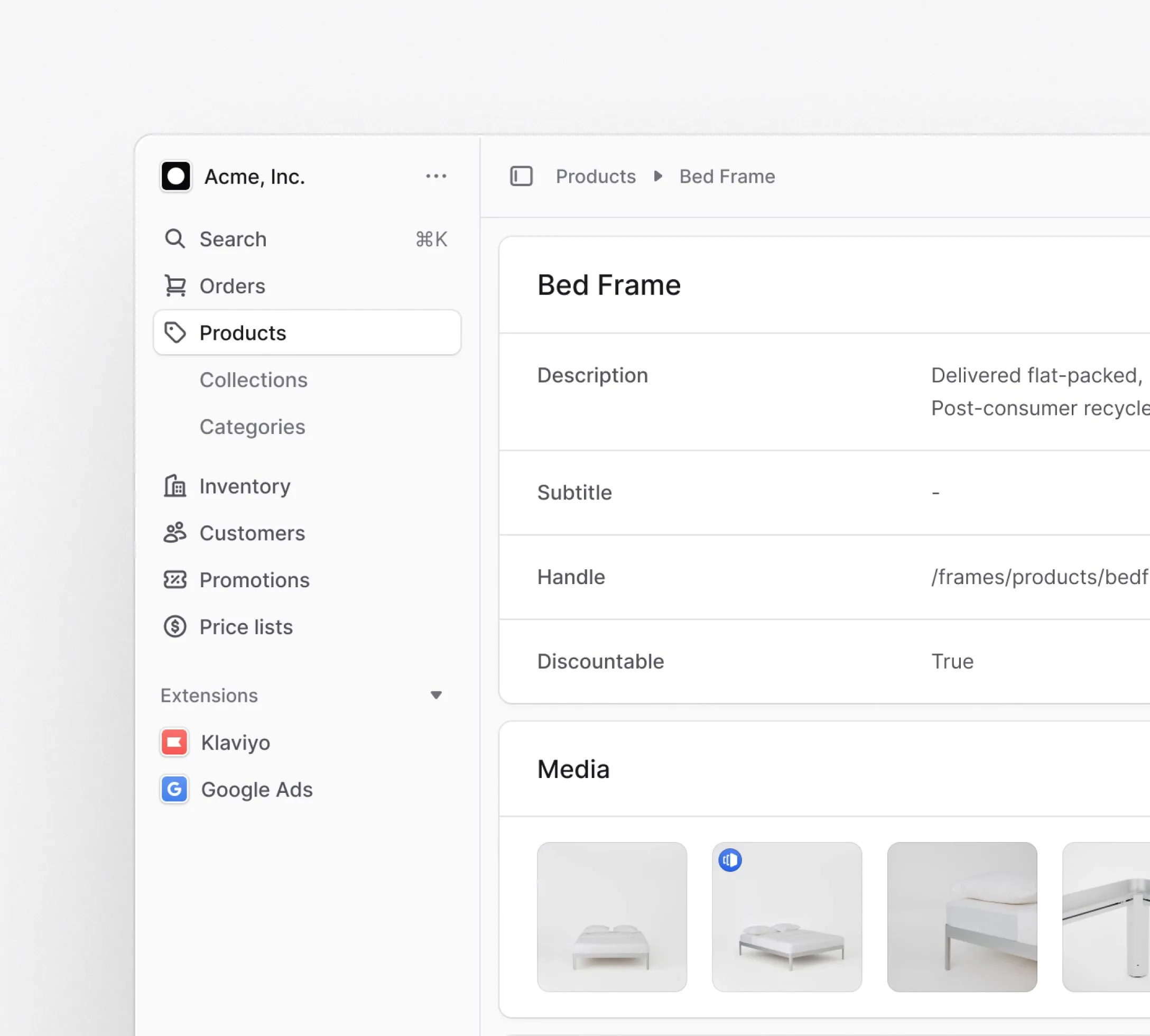 Medusa admin / commerce UI from the official medusajs.com homepage.