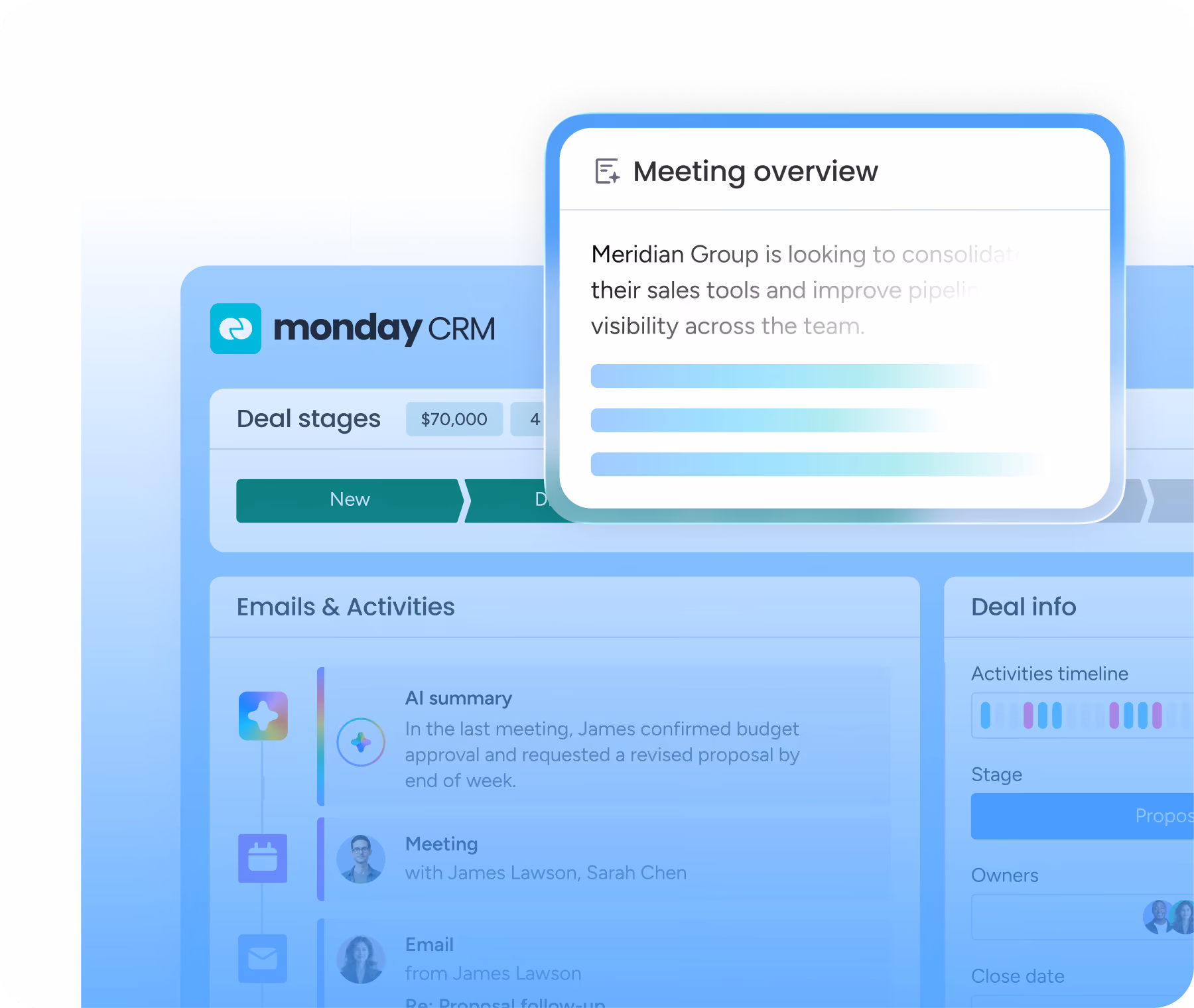 monday CRM data workspace visual from official monday.com/crm.