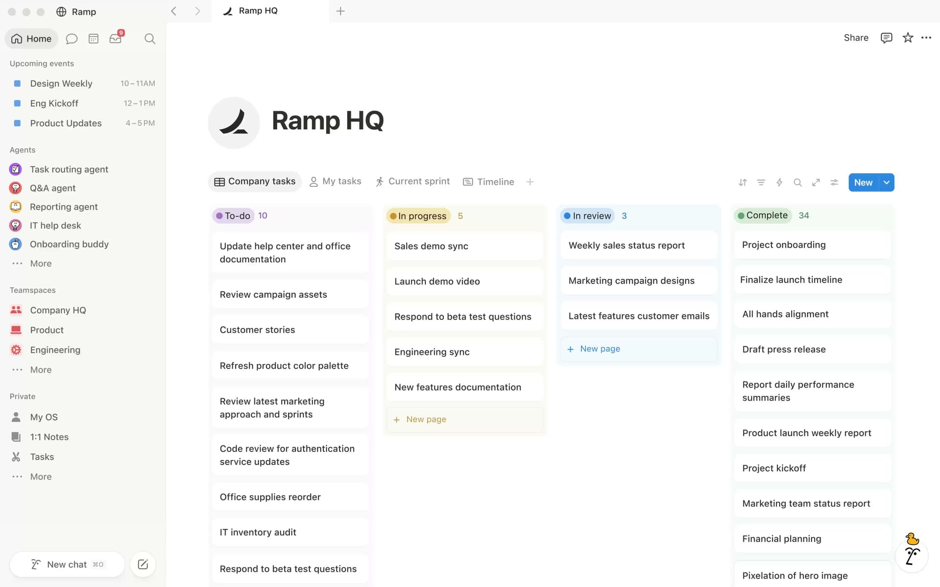Notion homepage workspace