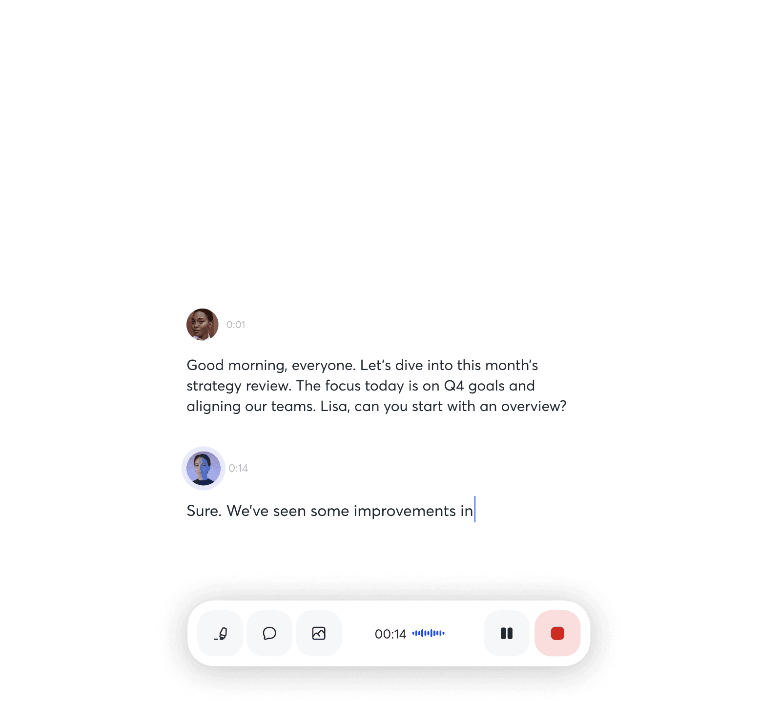 Official Otter live-transcription marketing UI from otter.ai — not a SoftwareGlimpse lab screenshot.