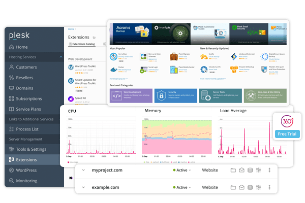 Plesk control panel screenshot