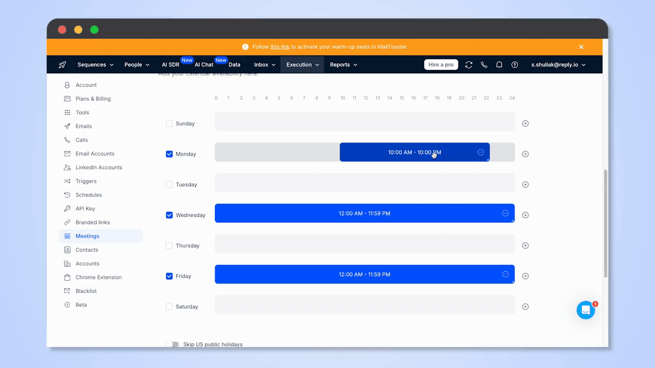Official Reply.io UI: sequence configuration surfaces from the product demo.