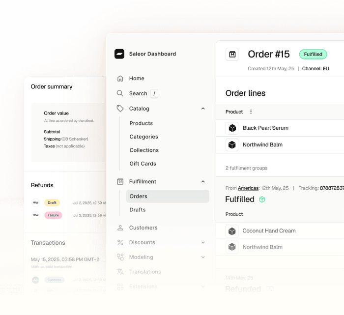 Saleor dashboard mobile UI from saleor.io.