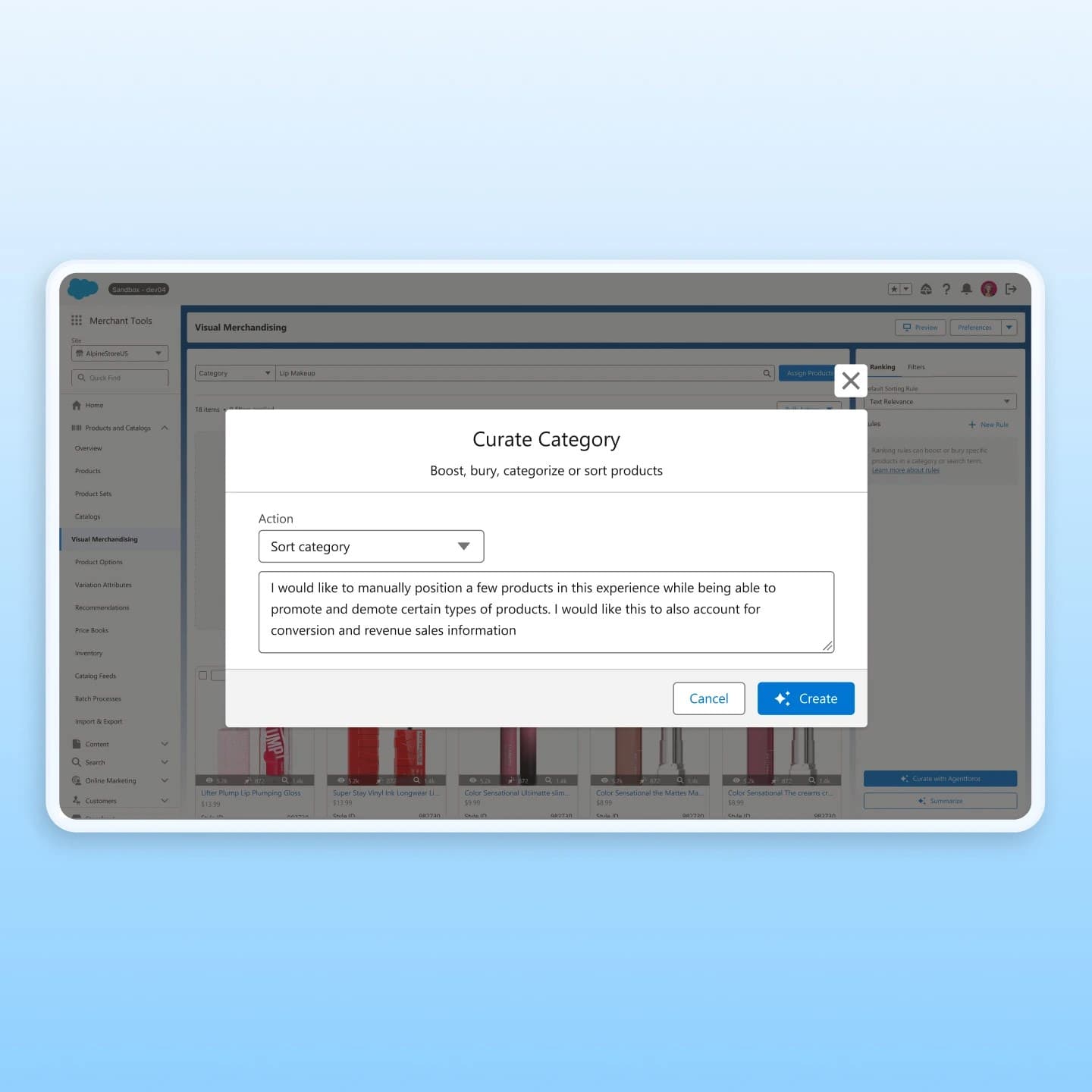 Agentic merchandising frame from official Salesforce B2C Commerce.