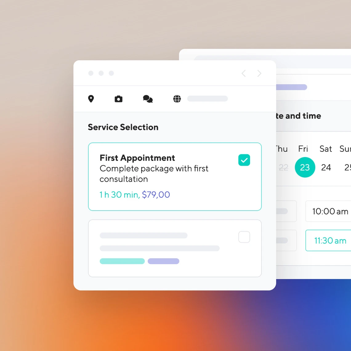 Booking product frame from shore.com.