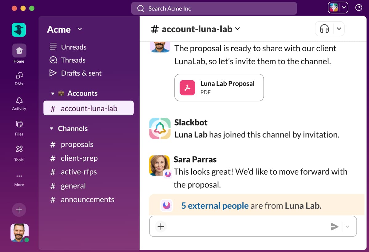 Channels product frame from slack.com.