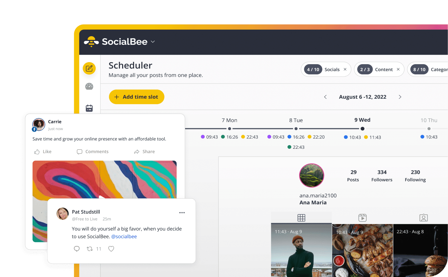 SocialBee scheduler dashboard