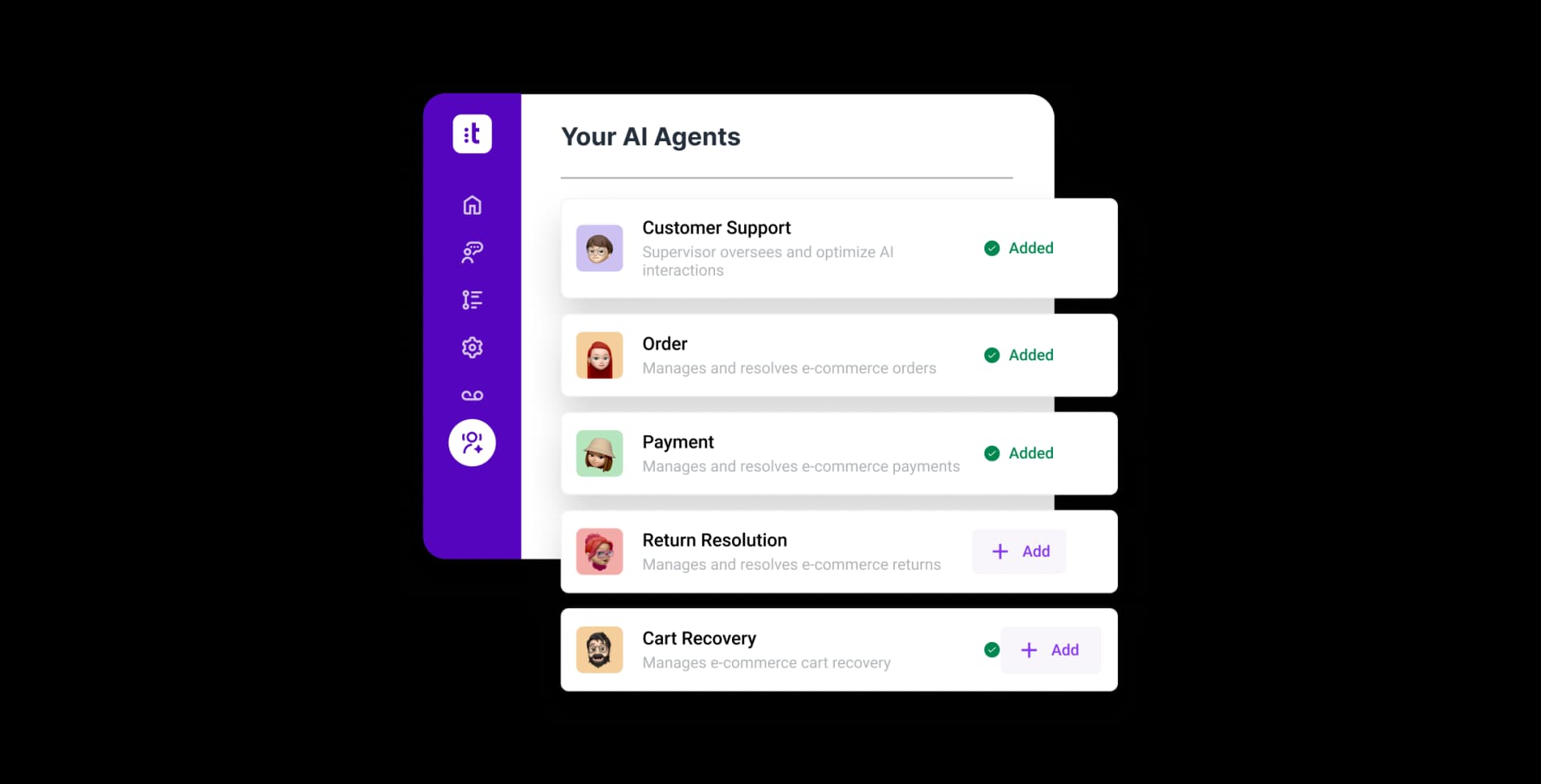 AI agents product frame from the official Talkdesk CXA page.