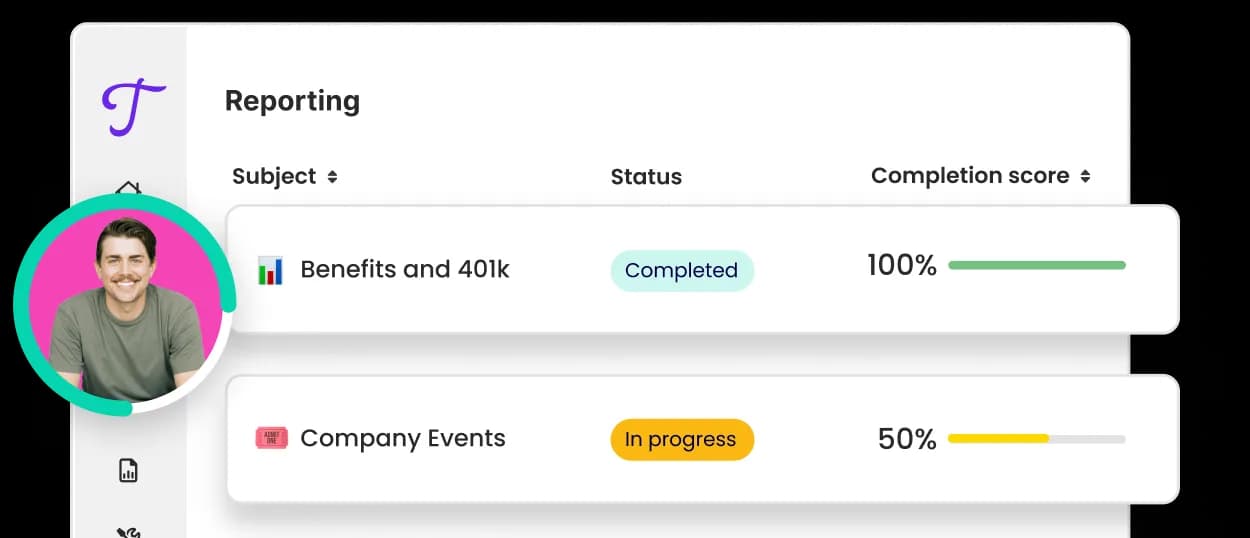 Onboarding / training progress UI from the official Trainual homepage.