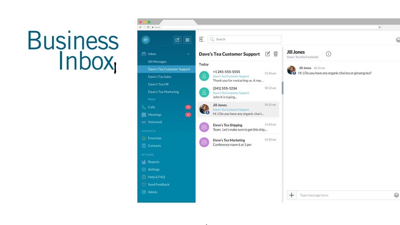 Official Vonage YouTube thumbnail for Business Inbox messaging.