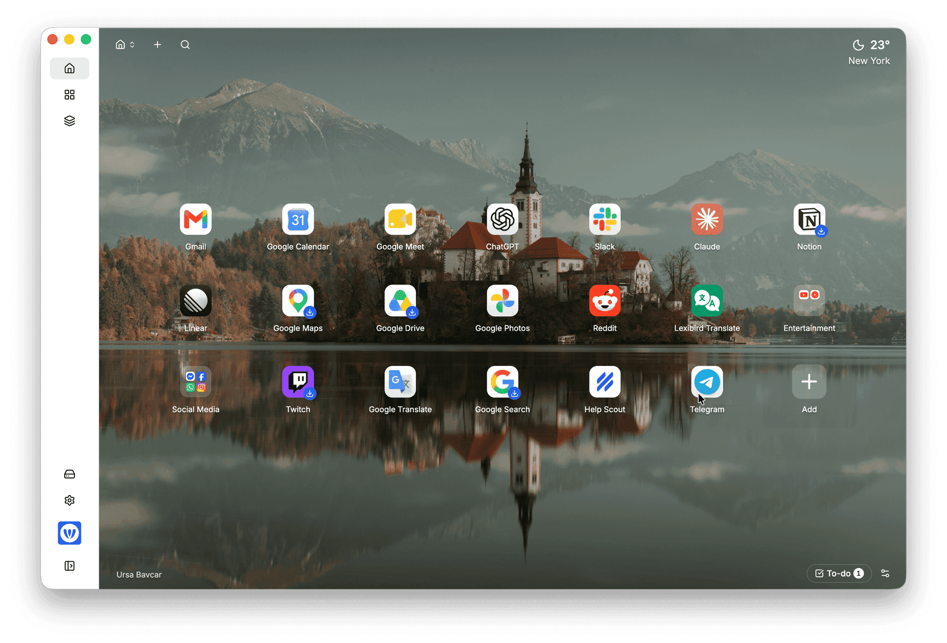 Desktop launcher UI from the official WebCatalog homepage.