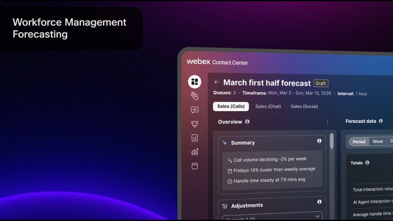 Official Webex YouTube thumbnail for AI Workforce Engagement Management.