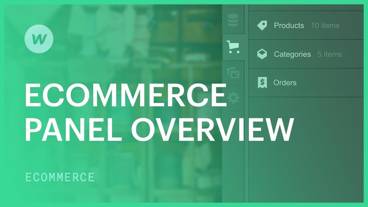 Official Webflow YouTube frame — Ecommerce panel overview.