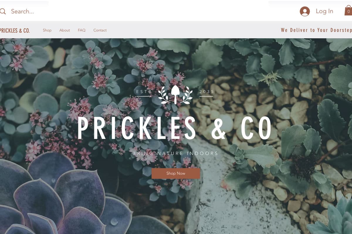 Brand-site + shop marketing template from the official Wix ecommerce online-store page.
