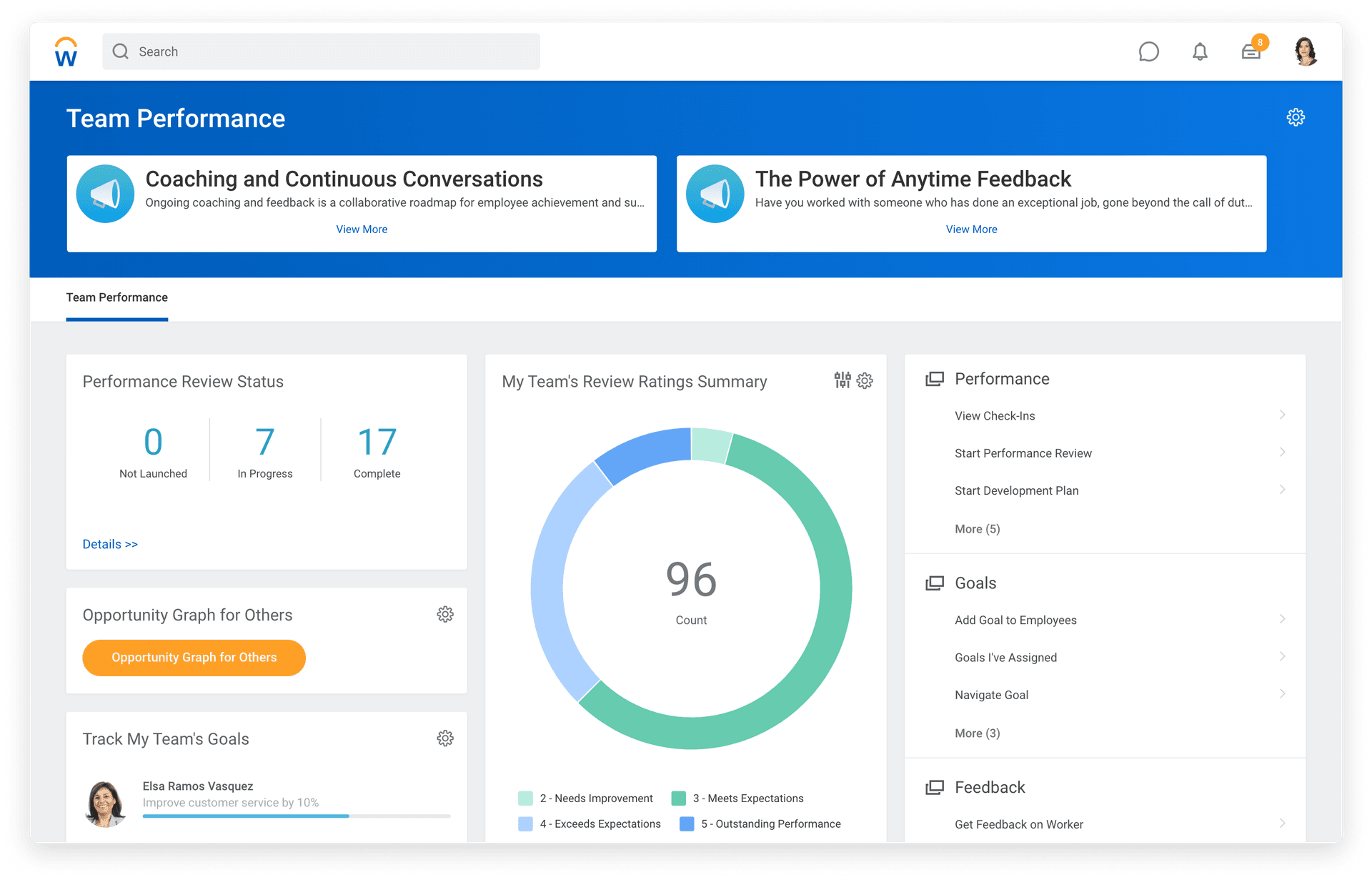 Talent management product UI from the official Workday talent management page.