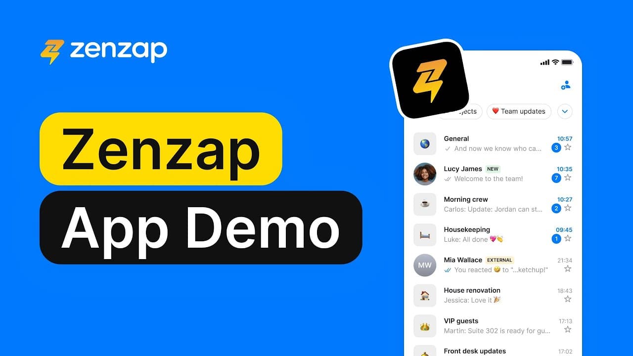 Official Zenzap YouTube thumbnail from the team communication demo.