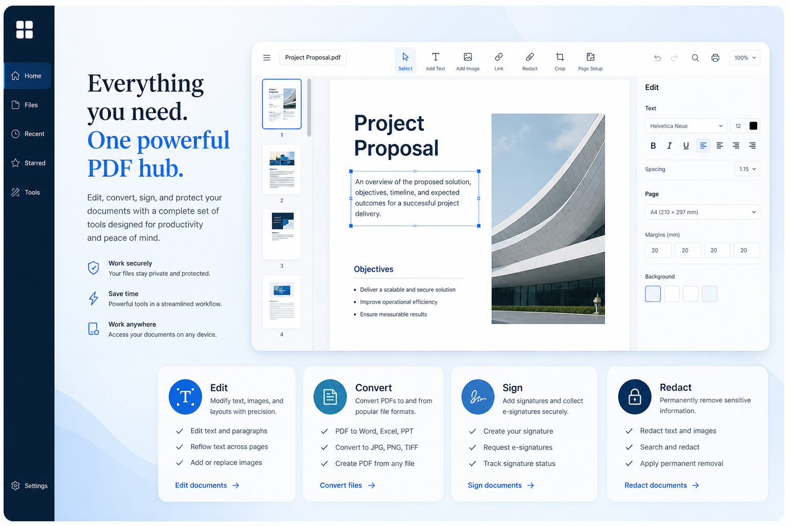 Diagram mapping document / pdf productivity pains to project management capability fixes.
