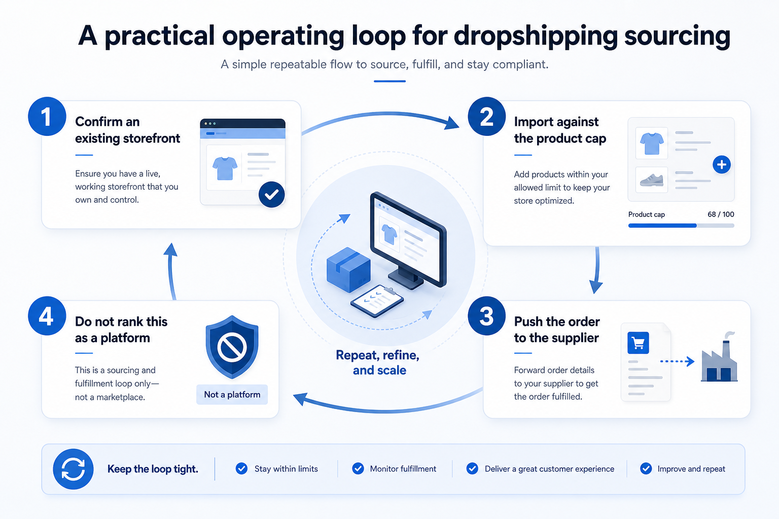 Workflow diagram for Dropshipping sourcing.