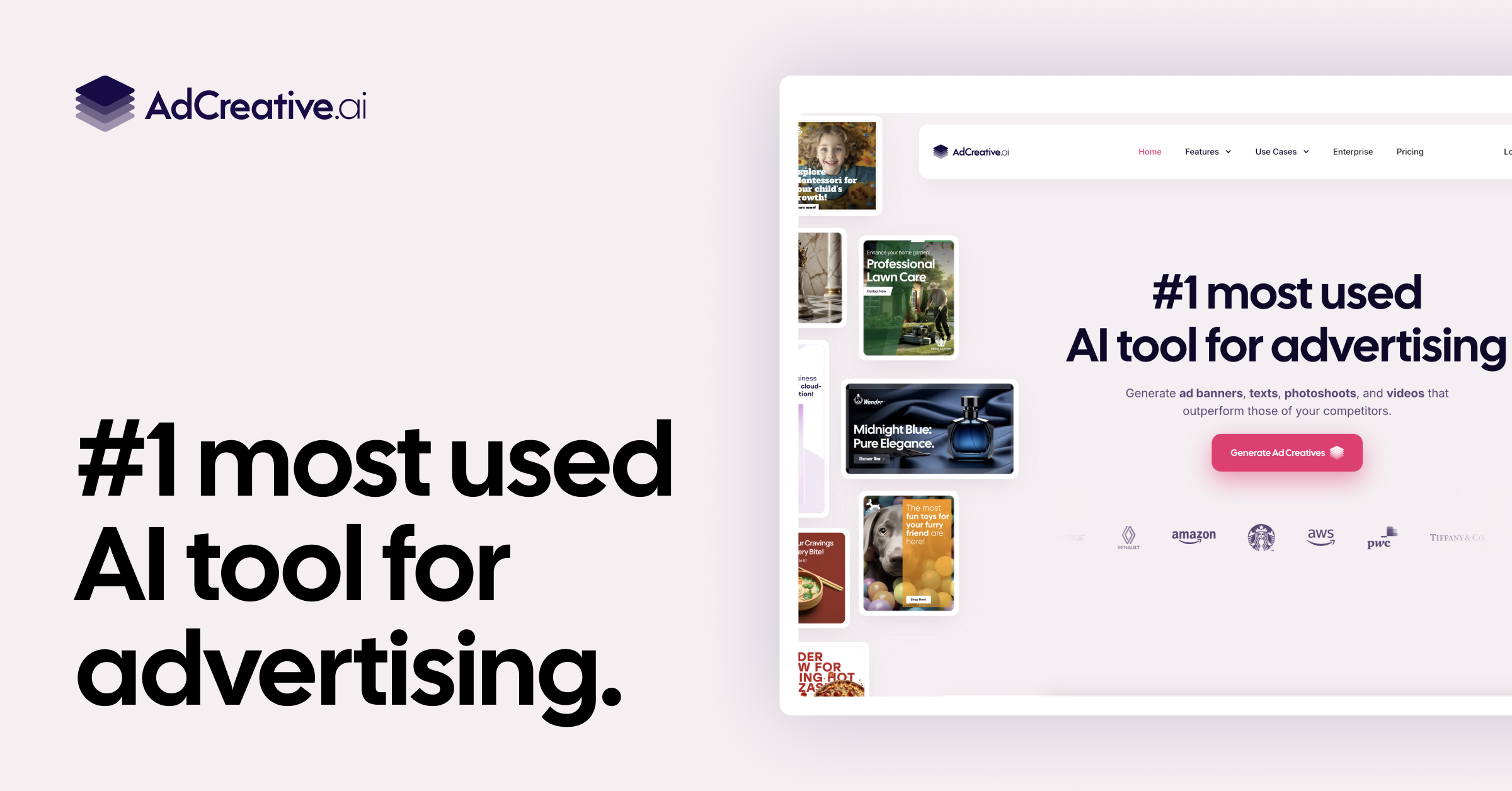 AdCreative.ai homepage product UI