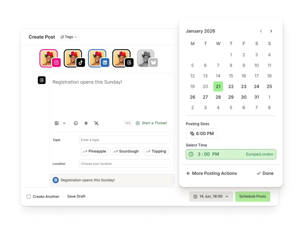 Buffer publish composer UI