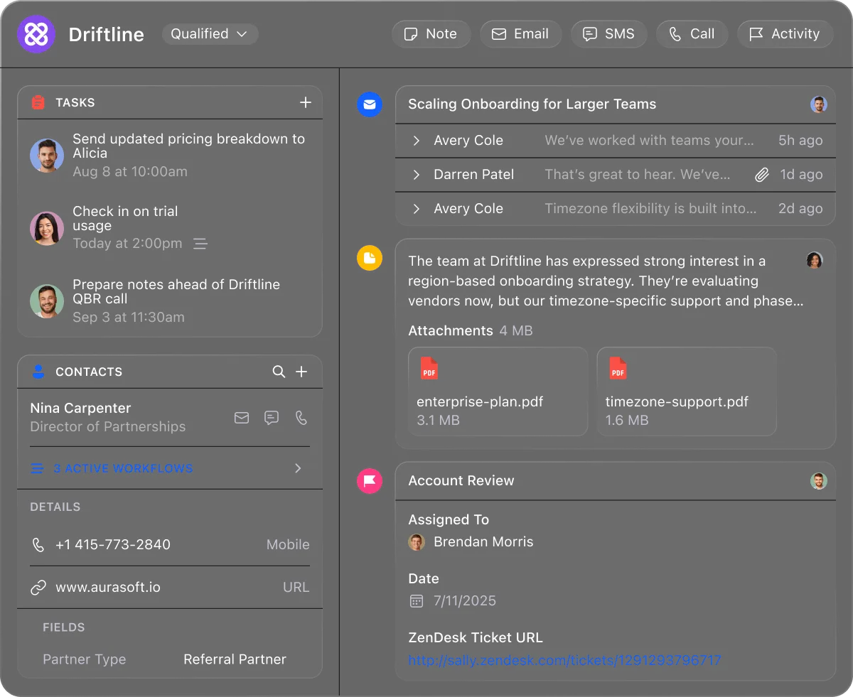 Close CRM lead view