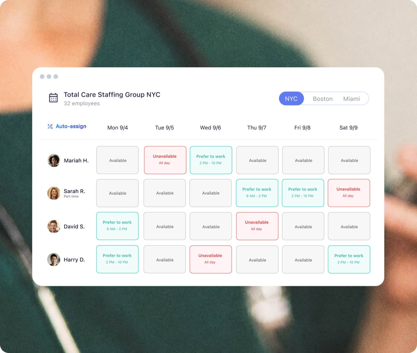 Connecteam employee scheduling calendar