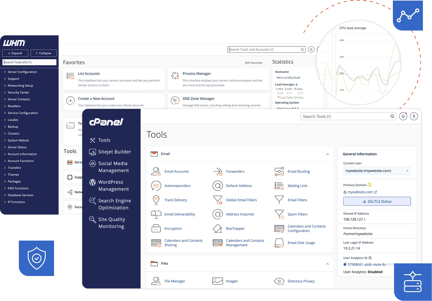 cPanel dashboard with Sitejet Builder