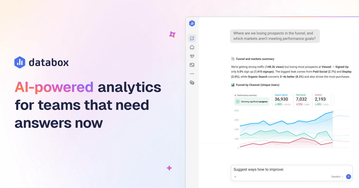 Databox AI-powered analytics preview UI