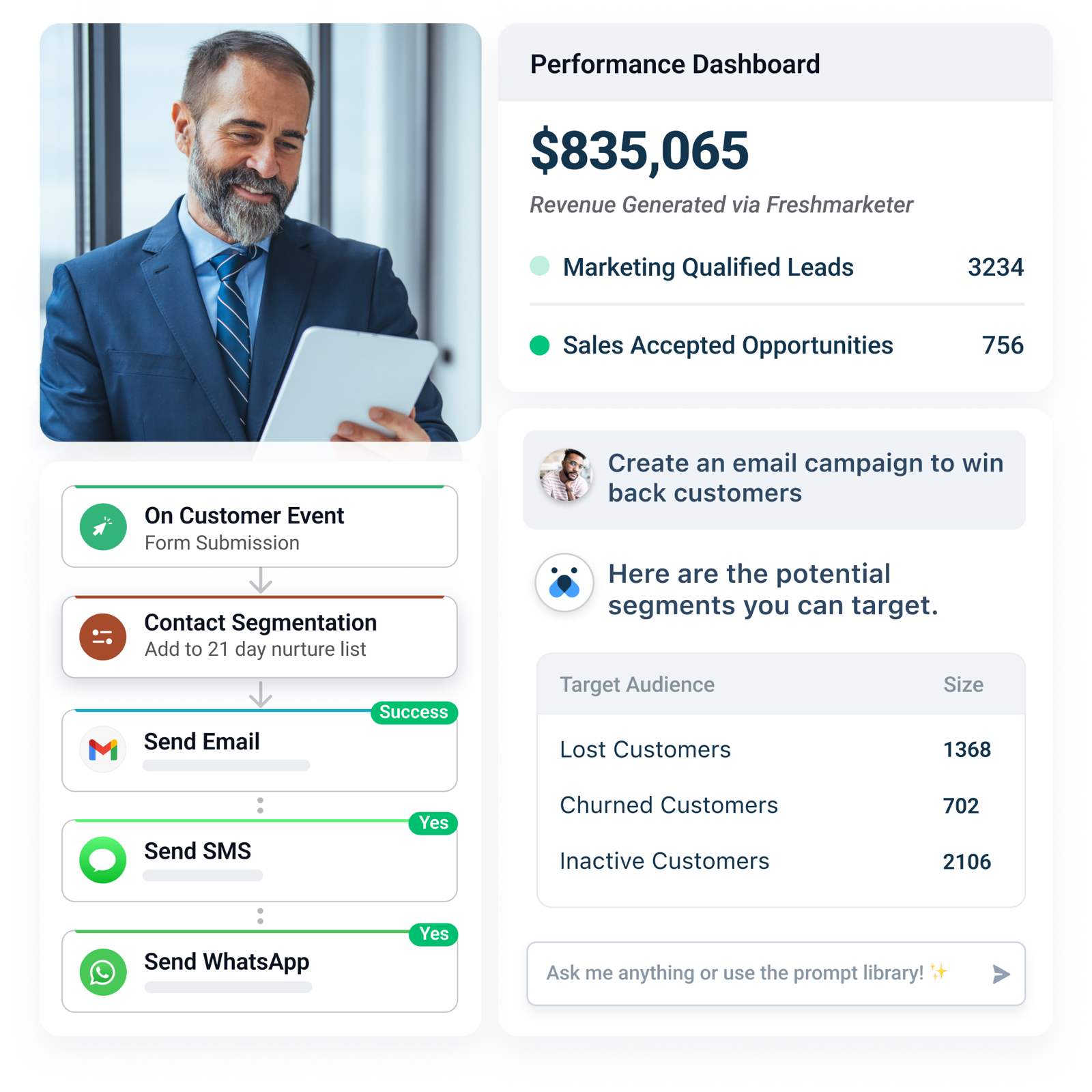 Freshmarketer performance and journey overview