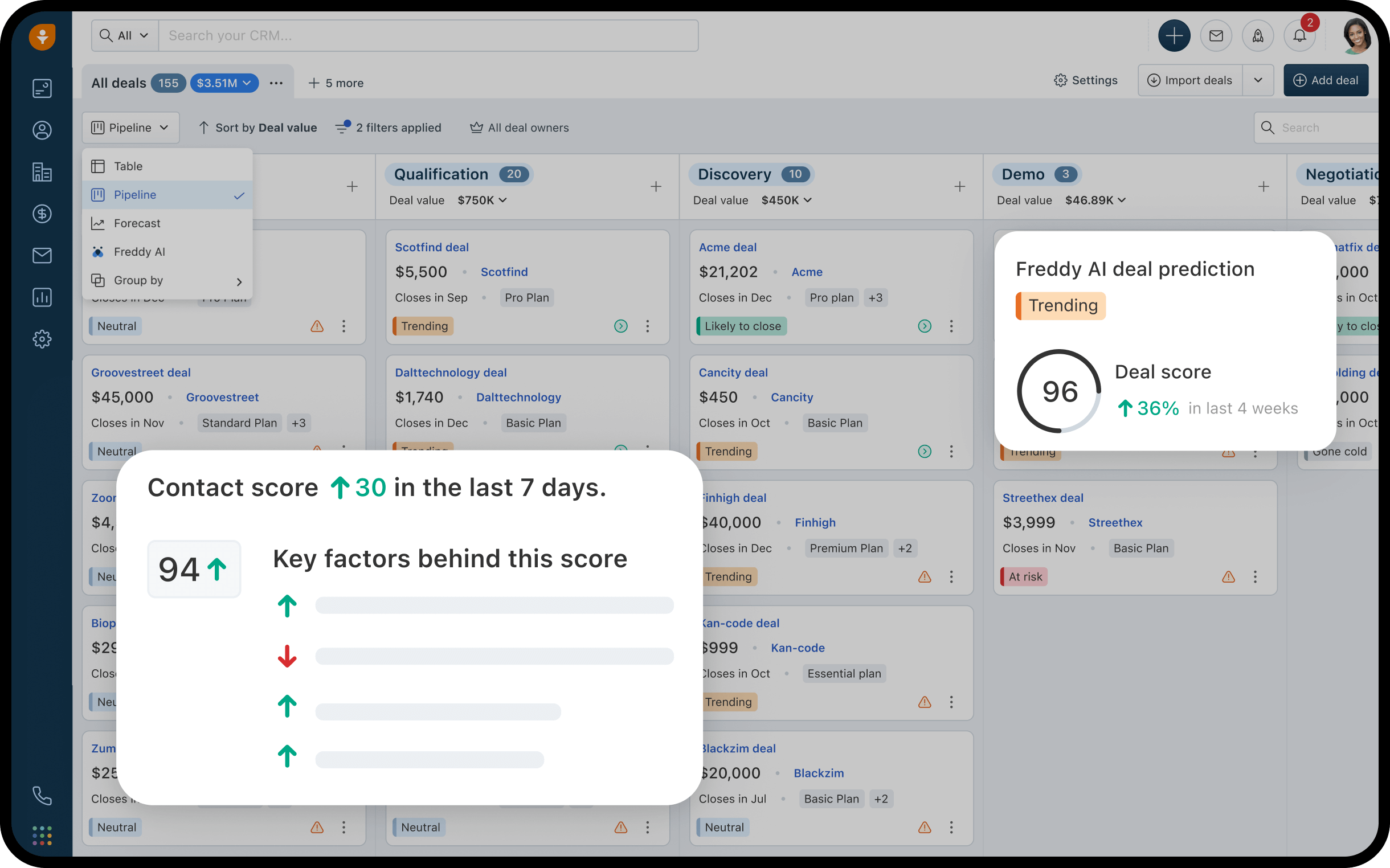 Freshsales product hero visual